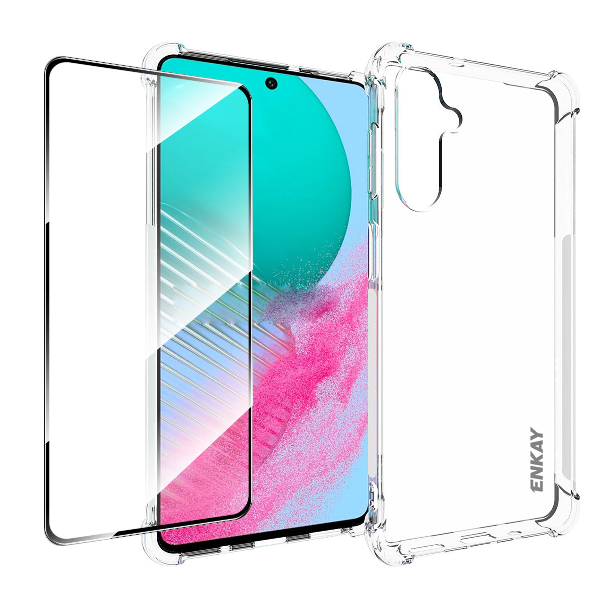ENKAY HAT PRINCE For Samsung Galaxy M54 5G / F54 5G Soft TPU Cover Clear Phone Case with High Aluminium-silicon Glass Film ENKAY HAT PRINCE For Samsung Galaxy M54 5G / F54 5G Soft TPU Cover Clear Phone Case with High Aluminium-silicon Glass Film